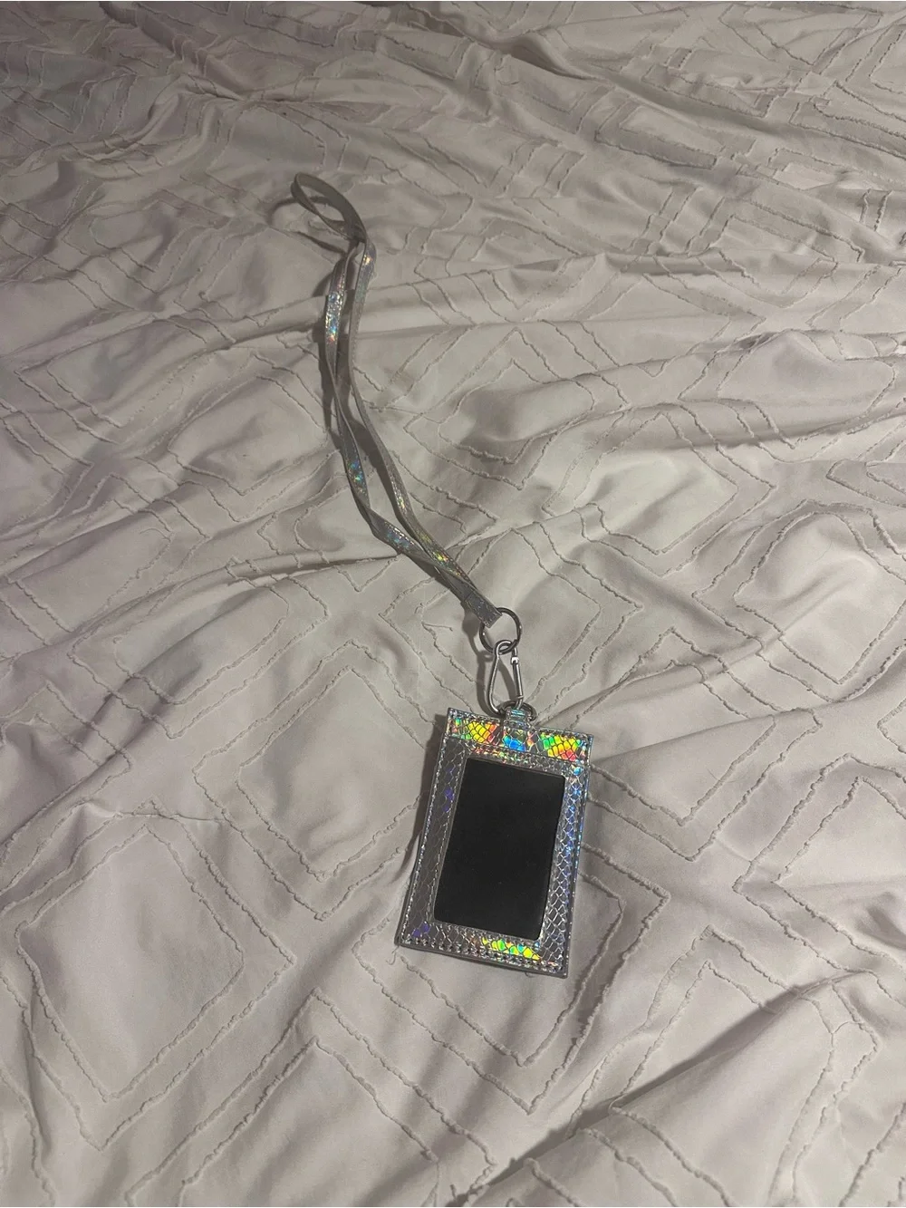 Holographic ID Badge Holder Lanyard - Silver